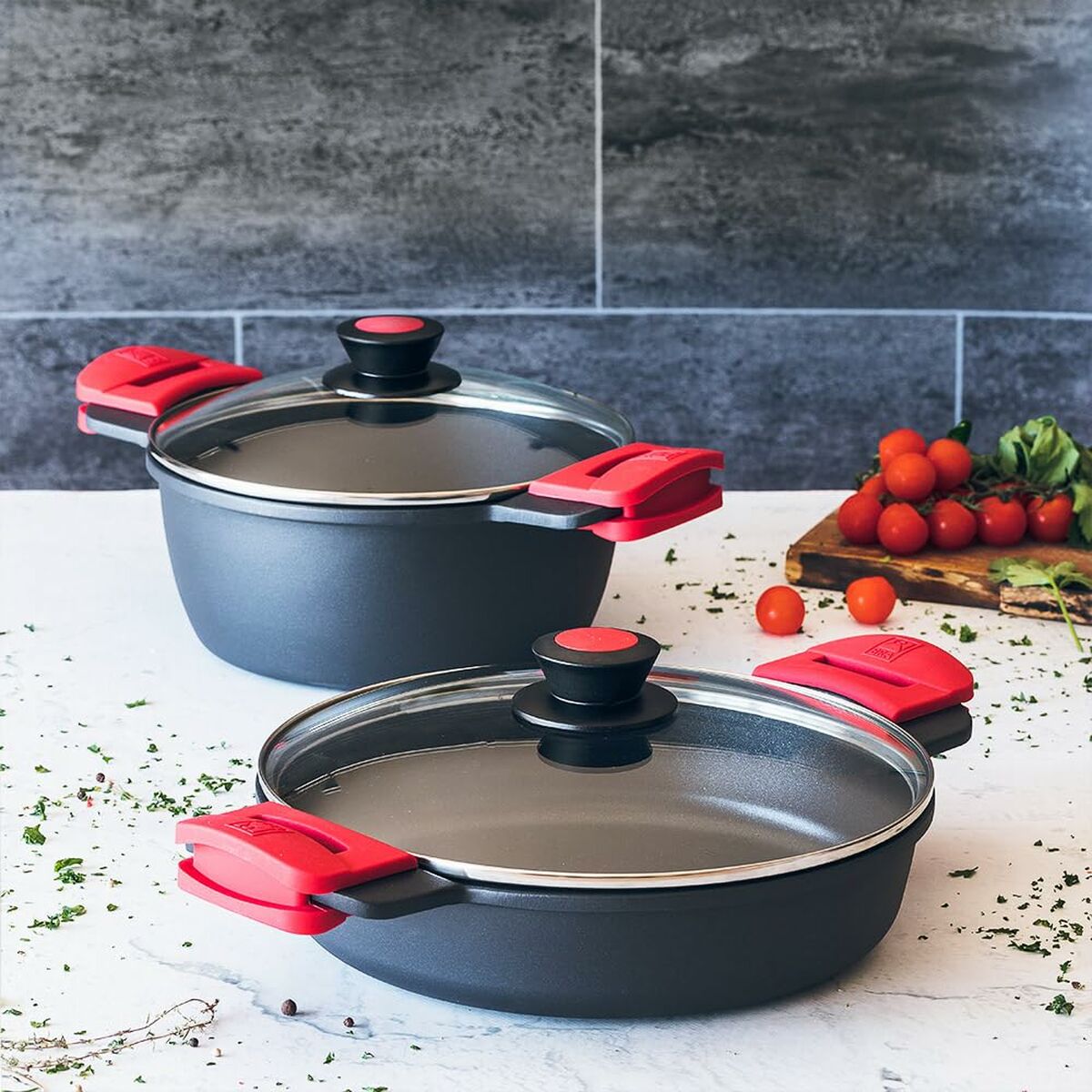 Casserole avec Couvercle en Verre BRA A410532 Rouge 5 L